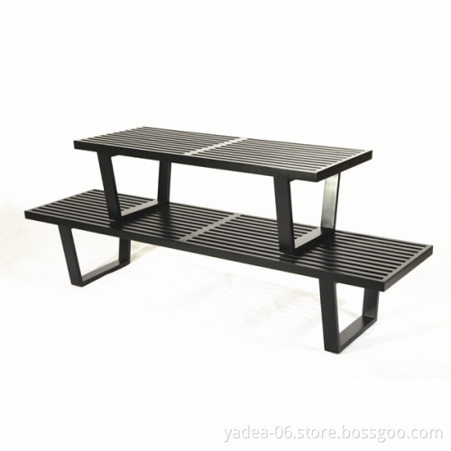 Modern patio bench furniture slat park bench seat black baking parts legs